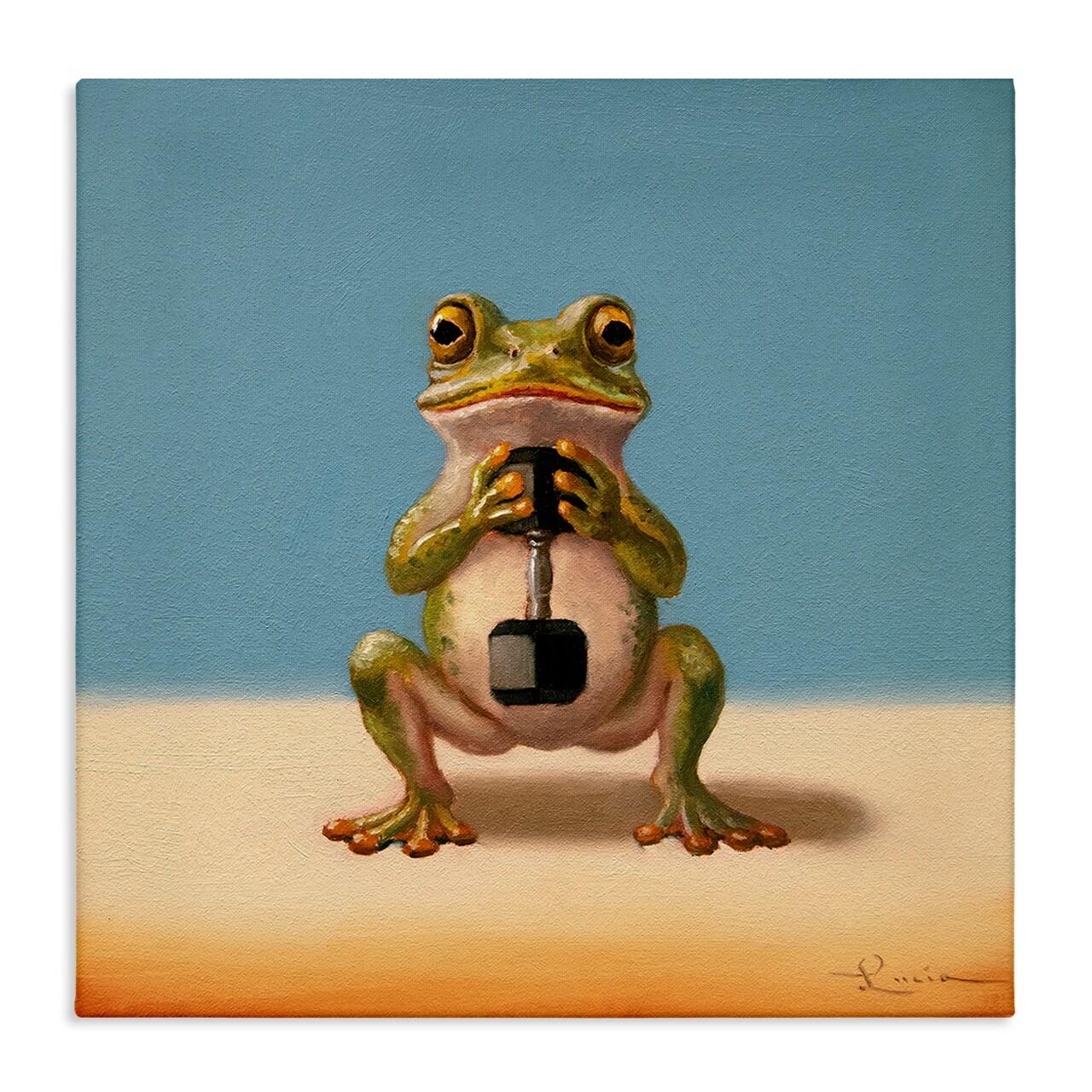 Stupell Industries Frog Lifting Weights Canvas Design by Lucia Heffernan